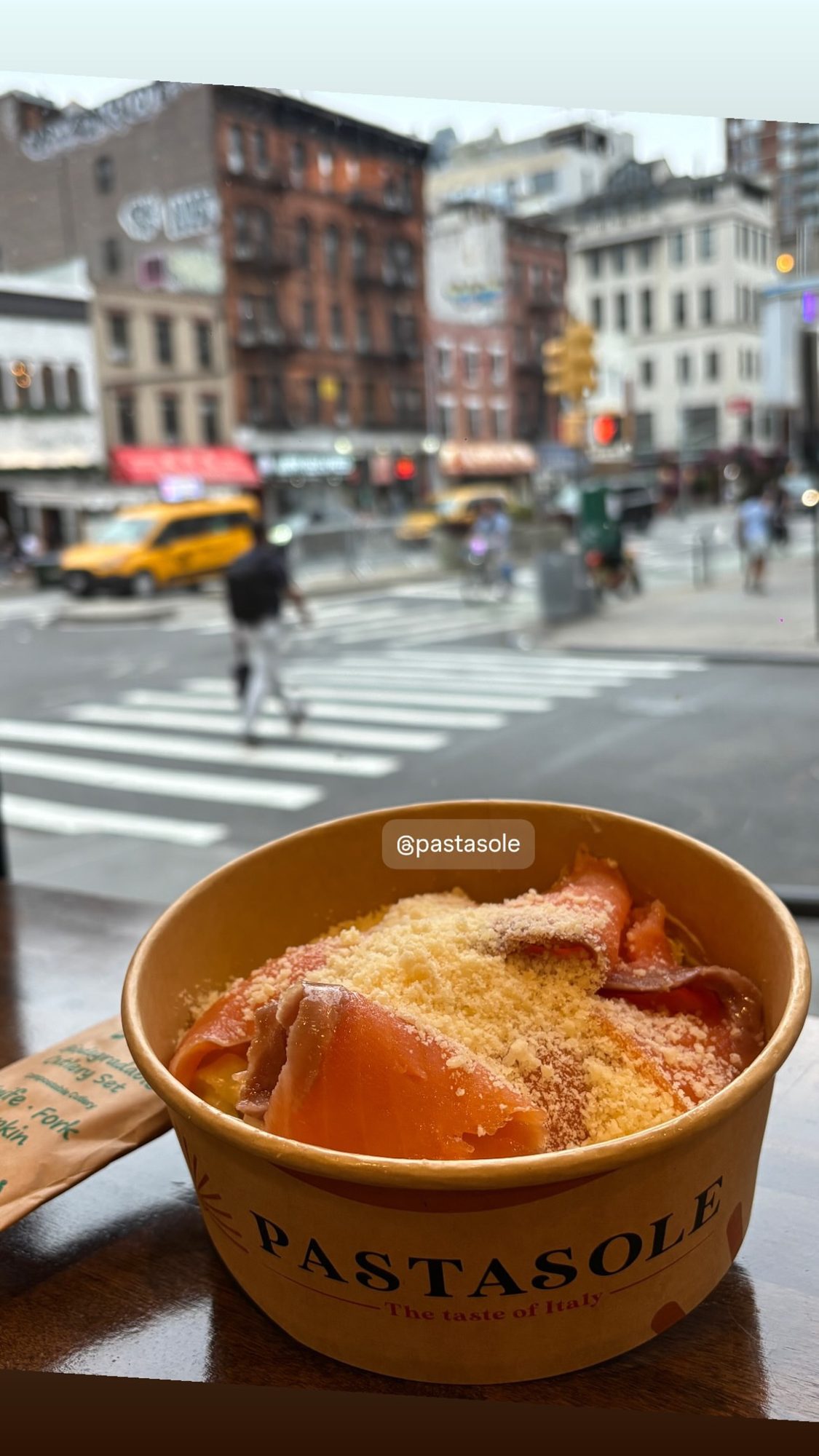 Pastasole pasta bowl by the window at Pastasole Chelsea