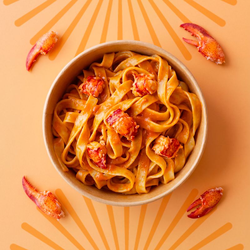 Lobster Fettuccine with Alfredo and lobster ragù
